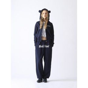 Bear Ear Zipup Crop Hoodie Navy