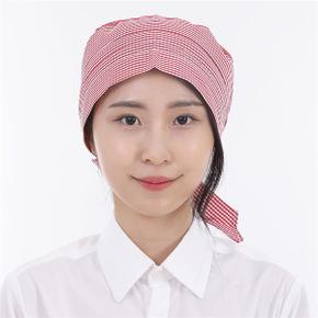 레드체크망사두건 서빙모자 주방위생모자 식당 조리용두건
