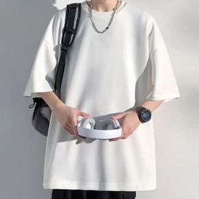 남자 민무늬 환절기 데일리 반소매 티셔츠_P369545970