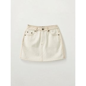 (W) 콘트라스트 데님 미니 스커트_에크루