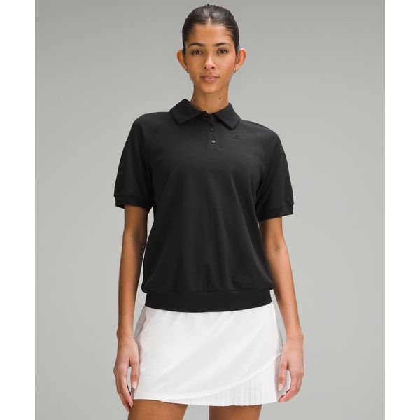 40% ▼ 라이트웨이트 피케 니트 숏슬리브 폴로 - BLK