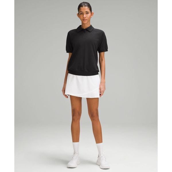 40% ▼ 라이트웨이트 피케 니트 숏슬리브 폴로 - BLK