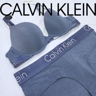 Calvin Klein 모티브 데미 브라 QP-1062 블루데님