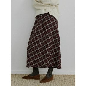 Lucy Check Cotton Skirt_Burgundy