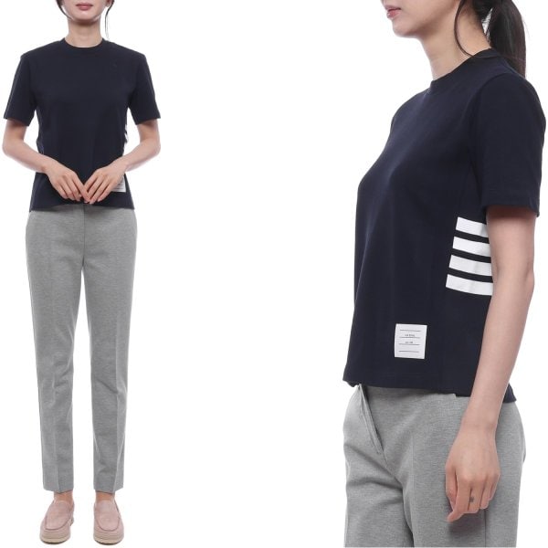 [부산점] 26SS 여성 사선 스트라이프 반팔티셔츠 (FJS207A 00050 415 26S)