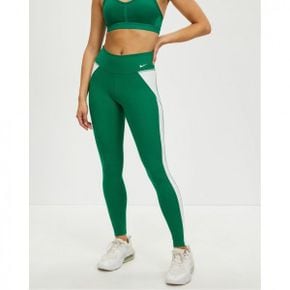 4655344 Nike One Dri-FIT Colourblock Mid-Rise Stripe Tights - Malachite  White