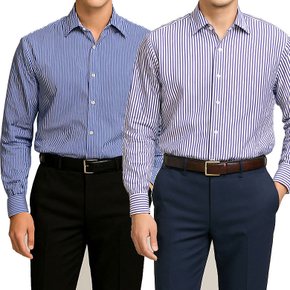 긴팔 라이트블루 클래식네이비 스트라이프 남성일반핏 셔츠