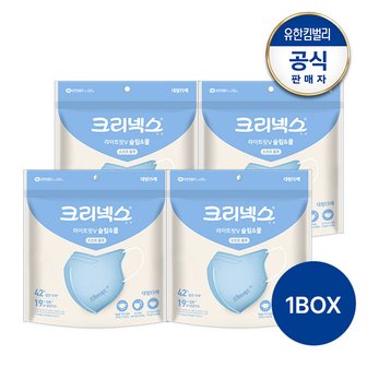 유한킴벌리 크리넥스 라이트핏V 마스크 소프트블루 대형 15p x 4개 (여름용 마스크)