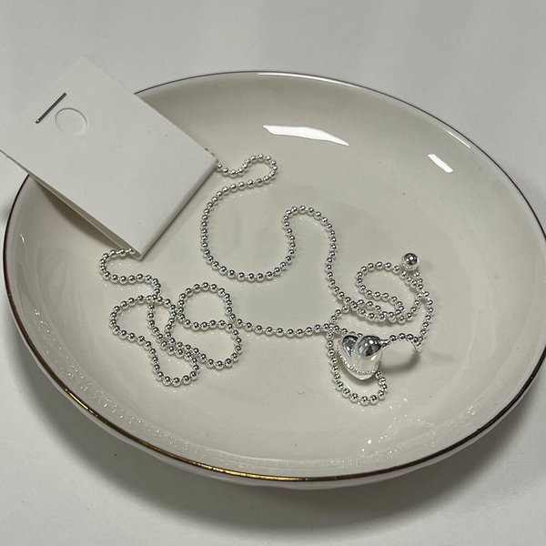 [옷자락] 여자 러블리 볼체인 통통하트 언발 드롭 롱 목걸이