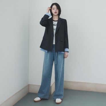 케네스레이디 벨티드 와이드 데님팬츠(장다아 착용) EWDPPD0300