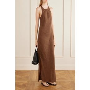 브라운 리넨 맥시 원피스 46376663163103682