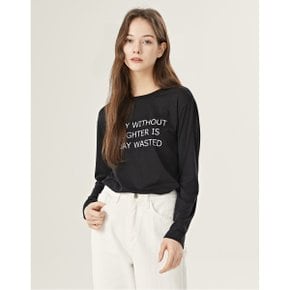 라운드넥 어데이 레터링 심플 긴팔 티셔츠 (DO1LW031A)
