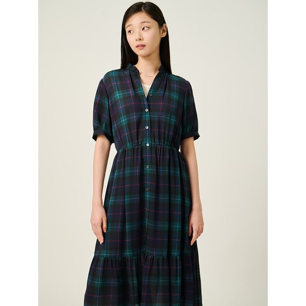 타탄체크 폴리 쉬폰 원피스  네이비 (BF5771C03R)