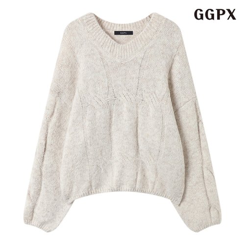 GGPX 앙고라 꼬임 브이넥 긴팔 니트 (GPDKT034D)