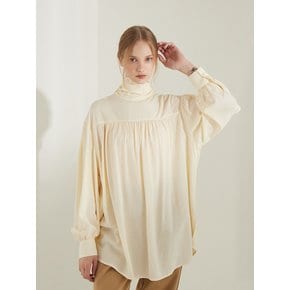 [리퍼브]planet-23 shirring high neck blouse_ivory