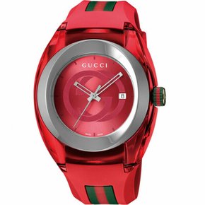 GUCCI YA137103A REDSYNC WATCH 구찌 싱크 맨즈 손목시계 스위스제 쿼츠 러버 벨트 레드※주문품