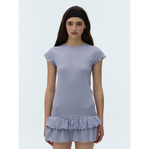 [리퍼브] MAYA CANCAN STRIPE MINI DRESS - LAVENDER