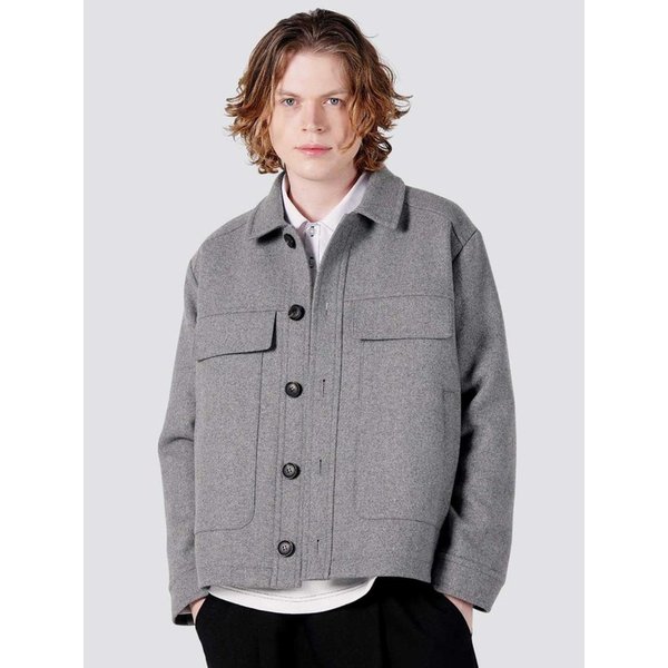 남자 울이브직 빅후다 크롭자켓 CXS25WWJKA01 GRY