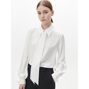 NECK-TIE SCARF BLOUSE - OFF WHITE