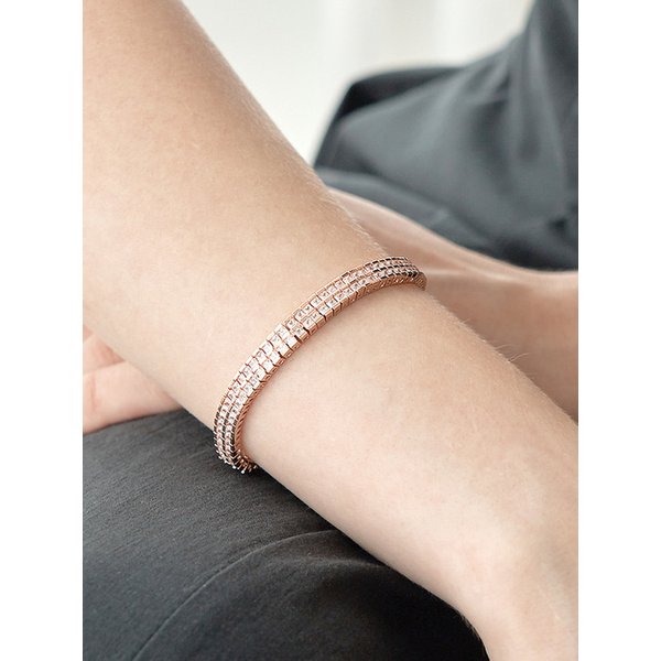 더블 큐빅 테니스 팔찌 ELBRBB093