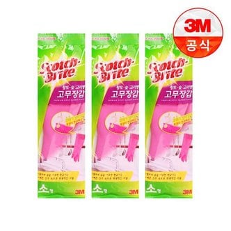 3M 황토숯 고리형 고무장갑소 3개세트