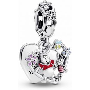 판도라 참 Winnie the Pooh Piglet Sterling 실버 Enamel Double Charm Bead Compatible Moments