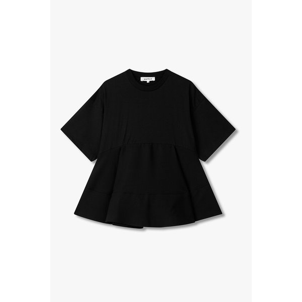 크루넥 플레어 도킹 티셔츠 (블랙) EN15108032000