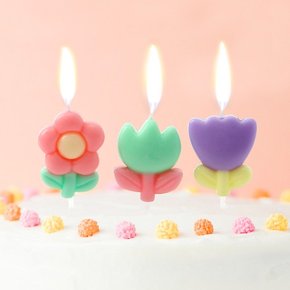 [디작소]꽃모양 생일초 3개입 기념일 케이크초