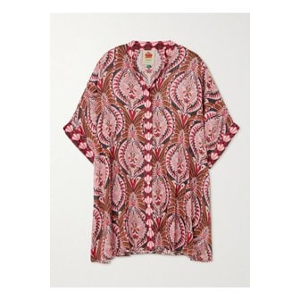 FARM RIO 팜리오 파인애플 주얼리 메탈릭 프린트 보일 셔츠 핑크 1647597352540594