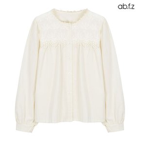 레이스 디테일 라운드넥 블라우스 (AFZ1MB32A)