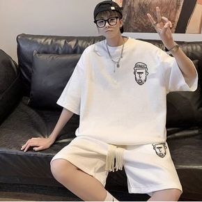 반바지 숏팬츠 여름 캐주얼 루즈핏 반팔 세트 프린팅로고 남성