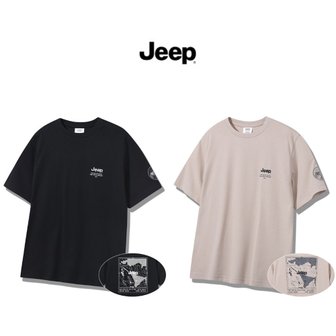 Jeep [여주점] 남여공용 지프 지구 자수 프린트 티셔츠 JQ3TSU106