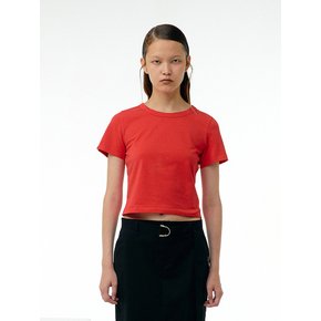 Stitch detail cropped t-shirt (Red)