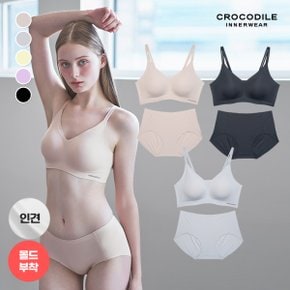 라이크라 인견쉘론 몰드부착 더블스트랩 감탄브라+팬티 6종세트 택1