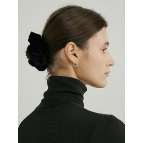 Silk Velvet Scrunchie (M) - Black