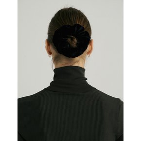 Silk Velvet Scrunchie (M) - Black