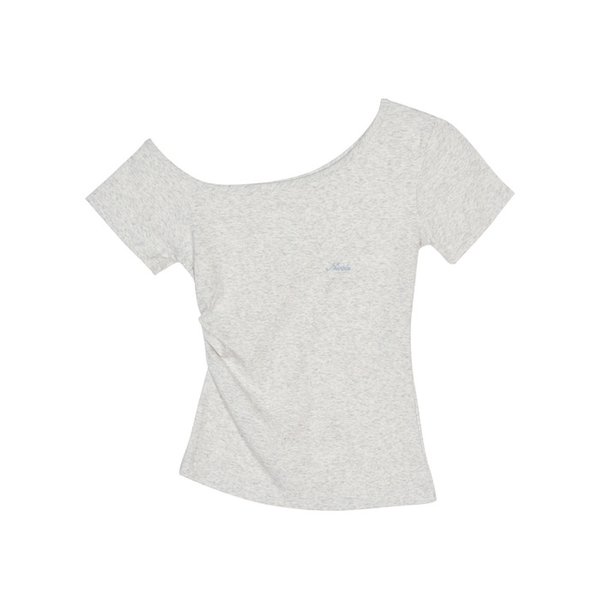 ASYMMETRIC SHIRRING TOP_IVORY