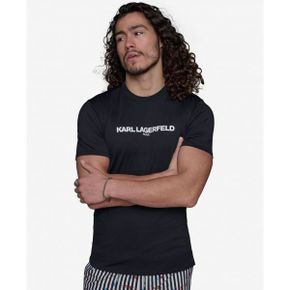 칼라거펠트 맨즈 Short-Sleeve 로고 Rashguard - 블랙 27004626 1344468