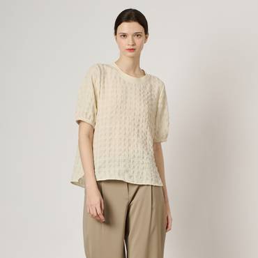 BCBG 크링클 라운드 블라우스 B4M5B490
