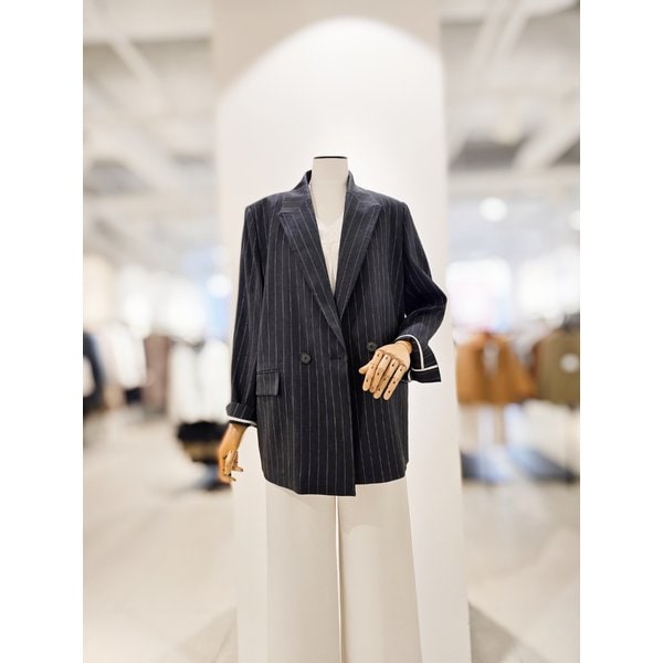 [파주점] [더아이잗컬렉션]린넨 스트라이프 피크드 더블 자켓 CS4B0JK621
