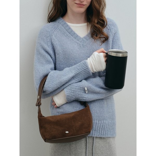 스웨이드 미니 토트백 - 브라운