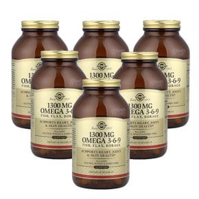 오메가3 1300mg 3-6-9 피쉬,아마씨오일,보리지오일 복합체 120소프트젤 6통