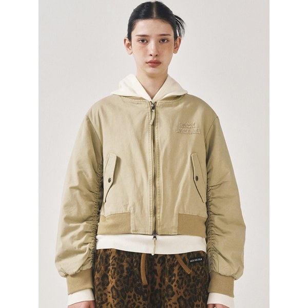 NICOLE PATCH SHIRRING JUMPER_BEIGE