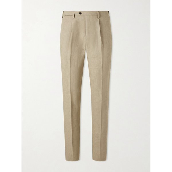 스트레이트 레그 플리츠 리넨 팬츠 46376663163019160