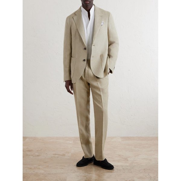 스트레이트 레그 플리츠 리넨 팬츠 46376663163019160