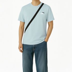 푸마 PUMA 에센셜 투컬러 NO.1 스몰로고 반팔티 민트 684717 67_P386370002