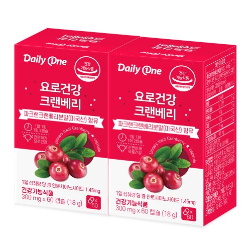 데일리원 요로건강 크랜베리 300mg X 60캡슐 2통