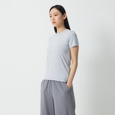 JAJU 여 액티브 슬림핏 반팔 티셔츠   그레이   J11N901111