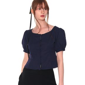 PUFF BUTTON BLOUSE (NAVY)