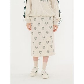 MET ribbon printing skirt oatmeal